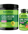 Naturelo One Daily Multivitamin For Women 50 (Iron Free) 60 Count And Collagen Peptide Powder 45 Servings