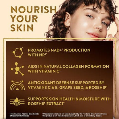 Swisse Plus Nad+ Beauty Restore Clinically Tested Ingredients Nad+ Supplement For Men & Women Supports Collagen Formation, Skin Elasticity & Anti-Aging Supplement 30 Capsules