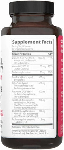 Clinical Immunity - Quick-Start - Immune System Support - Rapid Immunity Response - Boosts Antibodies, B + T + Nk Cells, Neutrophils & Macrophagens - Black Elderberry & Pre + Probiotics - 60 Capsules