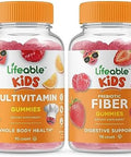 Lifeable Multivitamin Kids + Prebiotic Fiber Kids Gummies Bundle Great Tasting Vitamin Supplement Gluten Gmo Chewable Gummy
