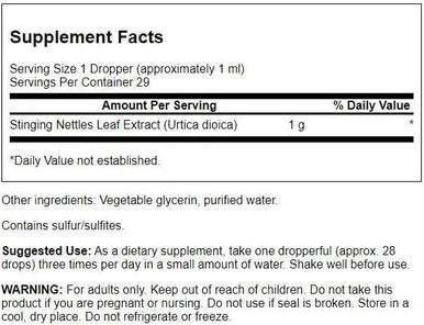 Swanson Stinging Nettles Leaf Liquid Extract Alcohol and Sugar- 1 fl Ounce (29.6 ml) Liquid (4 Pack)