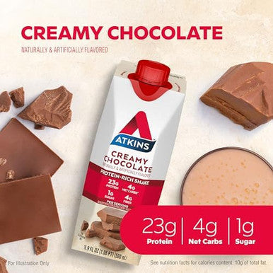 Atkins Chocolate Meal Size Protein Shake With 23G Protein 12 Count & Atkins CafÃƒÂ© Au Lait Iced Coffee Protein Shake With 15G Protein 12 Count Bundle