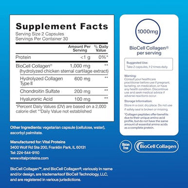 Vital Proteins Enhanced Collagen Complex Capsules With Biocell Collagen 60 Count