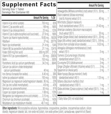 Swisse Daily Multivitamin For Women 50 And Over 41 Vitamins, Antioxidants And Minerals + Adaptogens Energy, Stress & Immune Support Womens 50+ Multivitamins Supplement 60 Tablets