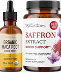 Smnutrition Potent Saffron Extract & Maca Root Tincture Herbal Adaptogen Bundle With High Strength Saffron Supplement (90 Servings) And Liquid Maca Root (120 Servings)