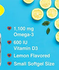 Cardiotabs Omega 3 Lemon Minis + Vitamin D3 1100 Mg Omega3 In Triglyceride Form And 600 Iu Vitamin D3 Easytoswallow Fresh Lemonflavored Omega3 Supplement Softgels 180 Count