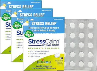 Boiron Stresscalm Dissolvable Tablets For Relief Of Stress Anxiousness Nervousness Irritability And Fatigue 60 Count (Pack Of 3)