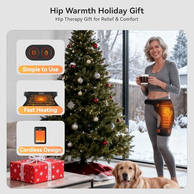 Carecomfi Cordless Heated Massage With 5000Mah Power Bank For Hip/Sciatica Pain Relief Hip Heating Pad Support Brace With Hot Physical Therapy Lower Back/Thigh/Buttock Best For Family