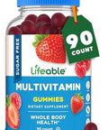 Lifeable Sugar Multivitamin Gummies With Iron Vitamin A C D E Niacin B6 Folate B12 Biotin Pantothenic Acid Zinc Great Tasting Adult Multivitamin Gummy 90 Gummies