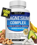 Toplux Magnesium Complex Supplement 8 Elemental 1000Mg Magnesium Glycinate Citrate Malate Taurate Chelated For Easy Absorption For Bones Muscle Recovery Energy Vegan Nongmo 90 Capsules
