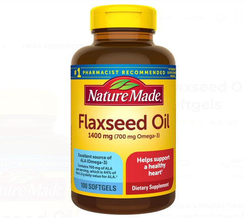 Nature Made Organic Flaxseed Oil 1400 Mg 700Mg Omega 3 100 Liquid Softgels 3 Pack