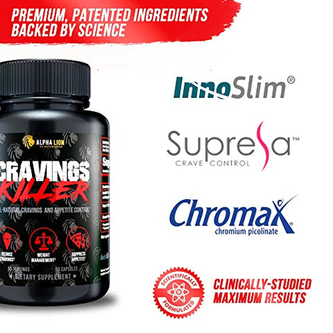 Alpha Lion Cravings Killer Supplement With Saffron Extract & Garcinia Cambogia Extract For Metabolism & Diet Support Helps Control Hunger & More (50 Capsules)