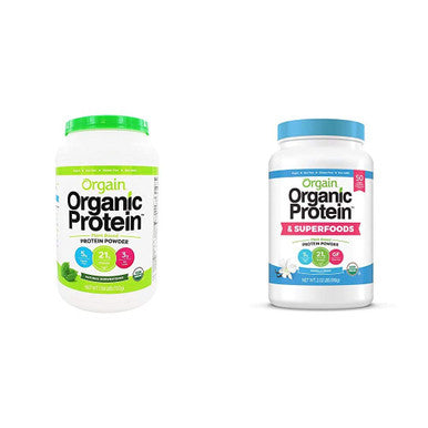 Orgain Organic Plant Based Protein Powder Natural Unsweetened Vegan Low Net Carbs 1.59 Pound Organic Plant Based Protein Superfoods Powder Vanilla Bean Vegan Non Dairy 2.02 lb