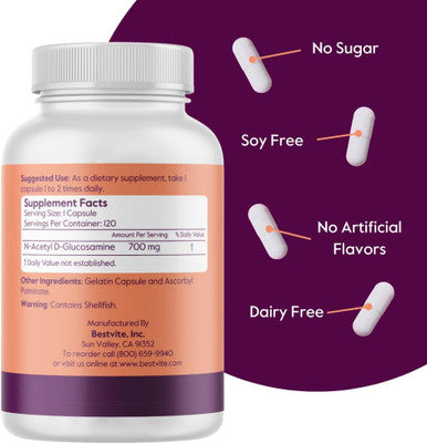 Bestvite N-Acetyl Glucosamine (N-A-G) 700mg (240 Capsules)(120 x 2)
