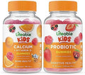 Lifeable Calcium With Vitamin D Kids + Probiotic 2 Billion Cfu Kids Gummies Bundle Great Tasting Vitamin Supplement Gluten Gmo Chewable Gummy