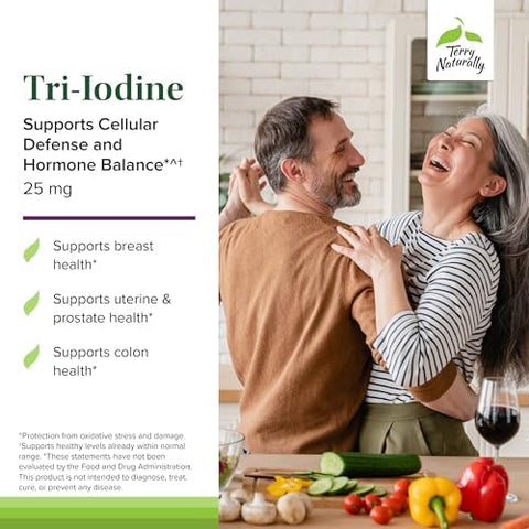 Terry Naturally Triiodine Dietary Supplement For Breast & Prostate Health Support Healthy Thyroid Function Supplement Aid 25 Mg 60 Capsules 2 Pack