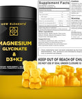 Elements Calm Magnesium Glycinate Gummies 500Mg With High-Potency Vitamin D3 10000Iu & Vitamin K2 100Mcg Stress Relief, Relaxation & Bone Support For Adults Vegan, Non-Gmo, Gluten-, Pineapple Flavor