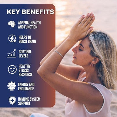 Grow Vitamin Adrenal Stress Advanced Formula, Organic Ksm-66 Ashwagandha With Alphawave L-Theanine, 5-Htp, Magnesium Blend - Everyday Stress Relief, Mood Support, Cognitive, Brain Health, 90 Capsules