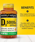 Mason Natural Vitamin D3 125 Mcg (5000 Iu) Supports Bone Muscle & Immune Health From Fish Liver Oil 50 Softgels Pack Of 3