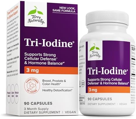 Terry Naturally Triiodine Dietary Supplement For Breast & Prostate Health Support Healthy Thyroid Function Supplement Aid 25 Mg 60 Capsules