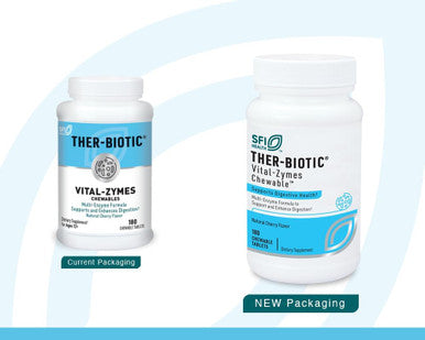Klaire Labs Ther-Biotic Vital-Zymes Complete Digestive Enzymes - Helps Aid Digestion And Breakdown Proteins, Peptides, Carbs, Sugars, Fats & Fibers - 20 Active Enzymes (120 Count)