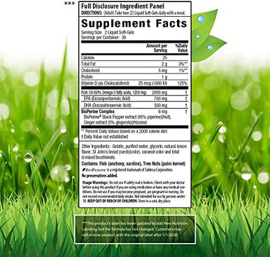 Irwin Naturals Doublepotency Fish Oil Pure 60 Liquid Softgels Pack Of 22000 Mg Purified Fish Oil With Vitamin D360 Total Servings