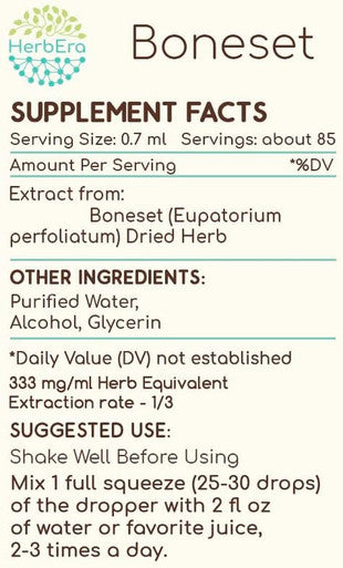 Boneset A60 Alcohol Herbal Extract Tincture, Boneset (Eupatorium perfoliatum) Dried Herb (2 fl oz)