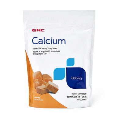 Gnc Calcium 600Mg - Caramel, 60 Soft Chews, Essential For Building Strong Bones