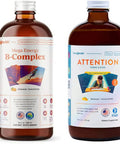 Liquidhealth Mega Energy B-Complex & Attention Teens & Kids Liquid Vitamins Bundle for Children - Improve Focus & Concentration Boost Mood Increase Natural Energy Levels - Vegan Non-GMO