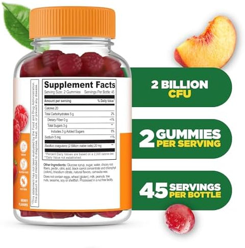 Lifeable Probiotics Gummies 2 Billion Cfu Great Tasting Probiotic Gummies For Women Probiotic Gummy For Gut Health And Immune Support Probiotics For Women And Men 90 Gummies