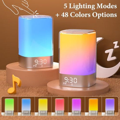 Biseoamz Sound Machine With 32 Soothing Sounds Alarm Clock White Noise Machine Night Light Bluetooth Speaker App Control Timer Alarm Clock For Bedroom Kids Birthday s For Women Teen Girls Boys Mom