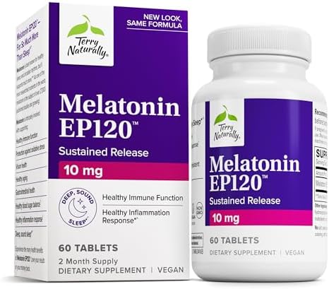 Terry Naturally Melatonin Ep 120 10Mg Sleep Support Supplement With Antioxidants Gluten Supplement For Healthy Sleep Dietary Supplement To Aid Healthy Aging & Immune Health 60 Tablets