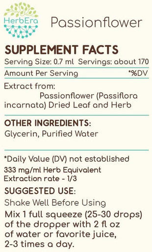 Passionflower B120 Alcohol-Free Herbal Extract Tincture, Concentrated Liquid Drops Natural (Passiflora Incarnata) 4 fl oz
