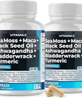 Sea Moss 3000Mg Maca 1000Mg Black Seed Oil 2000Mg Ashwagandha 1000Mg Bladderwrack, Turmeric - Manuka, Elderberry, Vitamins C & D3, Chlorophyll, Zinc, Black Pepper - Made In Usa (60 Count (Pack Of 1)