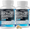 Sea Moss 3000Mg Maca 1000Mg Black Seed Oil 2000Mg Ashwagandha 1000Mg Bladderwrack, Turmeric - Manuka, Elderberry, Vitamins C & D3, Chlorophyll, Zinc, Black Pepper - Made In Usa (60 Count (Pack Of 1)