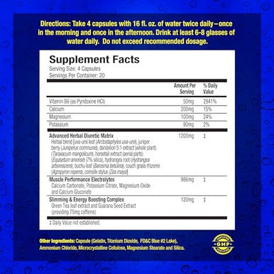 Maximum Human Performance Xpel Maximum Strength Diuretic Water Pills For Water Retention Relief Weight Loss Support With Vitamin B6 Potassium Dandelion Root 80 Capsules