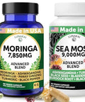 Lunakai Usa Made Moringa & Sea Moss Capsules Bundle 6-In-1 & 16-In-1 Advanced Blends 60 Non-Gmo Veggie Capsules Each