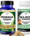 Lunakai Usa Made Moringa & Sea Moss Capsules Bundle 6-In-1 & 16-In-1 Advanced Blends 60 Non-Gmo Veggie Capsules Each