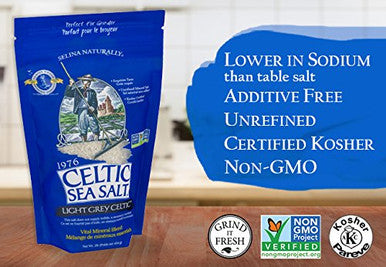 Celtic Sea Salt Light Grey Resealable Bags Additive Delicious Sea Salt Perfect for Cooking Baking and More Gluten Non GMO Verified her and Paleo Friendly 16 Ounce (Pack of 2)