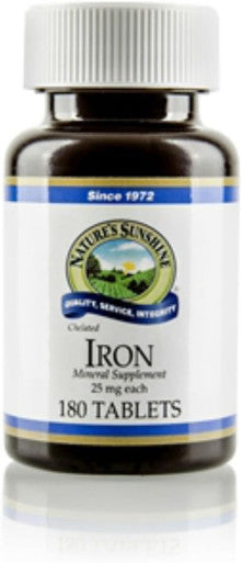 Nature'S Sunshine Iron-Chelated 25mg 180 Tablets | Provides Circulatory System Support Helps the Transport of Oxygen to the Tissues and Provides 25 mg Iron per Tablet