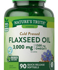 Nature's Truth Flaxseed Oil Capsules | 90 Softgels | Cold Pressed, Non-GMO, Gluten