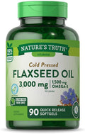 Nature's Truth Flaxseed Oil Capsules | 90 Softgels | Cold Pressed, Non-GMO, Gluten