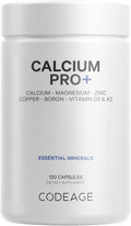 Codeage Calcium 500mg Supplement Vitamin D3 Magnesium Zinc Copper Boron Vitamin K2-2-Month Supply - Elemental Calcium Pills & High Calcium Vitamins Non-GMO - 120 Capsules