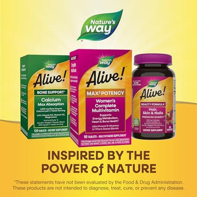 Nature'S Way Alive Max3 Potency Women'S Complete Multivitamin, Supports Energy Metabolism, Heart & Bone Health, With B-Vitamins Including Methylated B12 And Folate, 90 Tablets (Packaging May Vary)