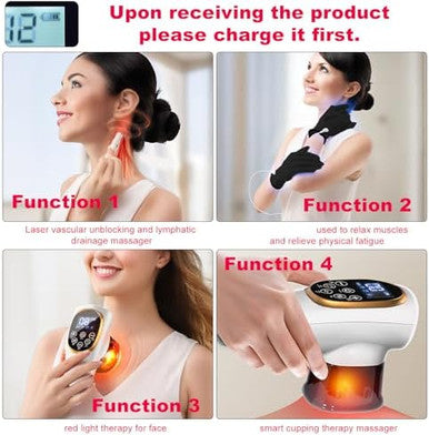 Tjstjs 4-In-1 Anti Cellulite Massage ToolElectric CuppingBody Sculpting Massager For Stomach Arms Legs- Face Lift DeviceLymph Drainage Machine & Skin Tightening Device (Black)
