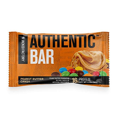 Authentic Bar Peanut Butter Candy Protein Bars Tasty Meal Replacement Energy Bars w/ 16g Whey Protein Isolate Natural Sugars from Pure Honey Healthy Fat Peanut Butter Foundation 12 Pack