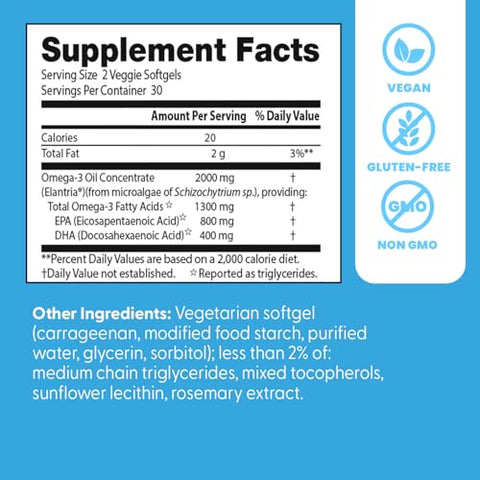 Doctor'S Best Doctors Best Vegan Omega-3 Epa Dha From Algae - Vegan Plant Based Omega 3 Supplement For Women & Men Supports Memory Brain & Cardiovascular Health Non Gmo Gluten Free 60 Veggie Softgels