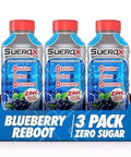 SueroX Sugar Free Electrolyte Drink, Blueberry Reboot, 21.3 Fl Oz, 3 Pack | Sports Drink with 8 Ions, Zero Sugar, Zero Calories, Hydration & Recovery