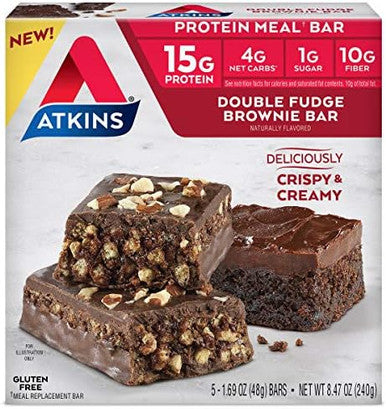Atkins Chocolate Banana Protein Shake 15G Protein 12 Count & Double Fudge Brownie Protein Meal Bar 15G Protein Keto Friendly