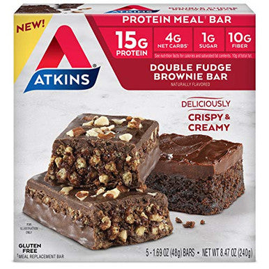Atkins Chocolate Almond Caramel Bar Ketofriendly Gluten With Real Almond Butter 5 Count And Double Fudge Brownie Protein Meal Bar High Fiber 15G Protein 1G Sugar 4G Net Carb